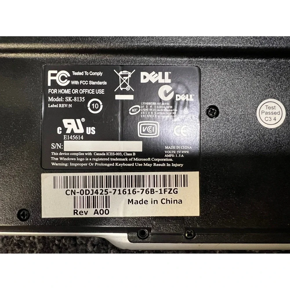 Dell SK-8135 USB Hub Wired Multimedia Keyboard Tested Works Great‎ Condition